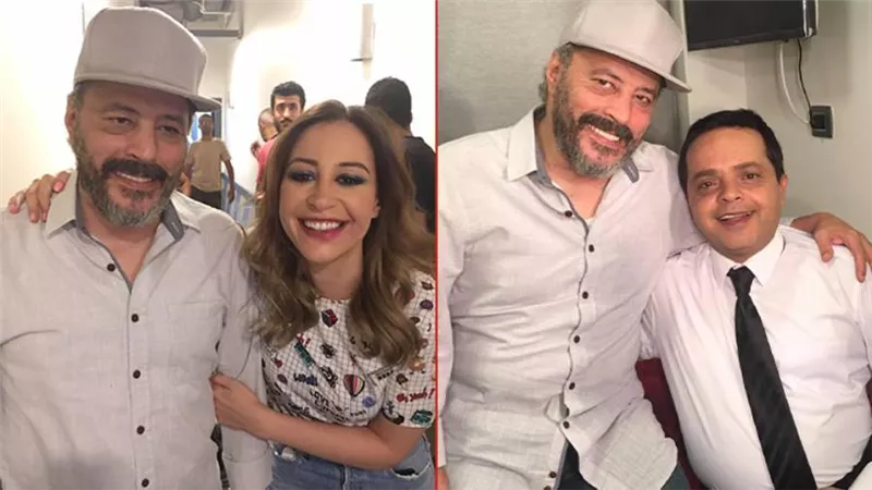 بالصور .. محمد هنيدي ومنة شلبي وعمرو عبدالجليل في كواليس فيلم النمس والإنس
