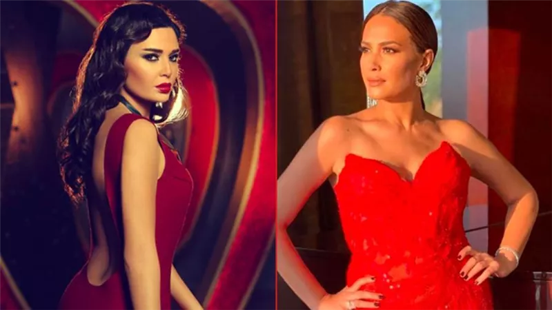 هند صبري وسيرين عبدالنور بالأحمر في عيد الحب على إنستجرام