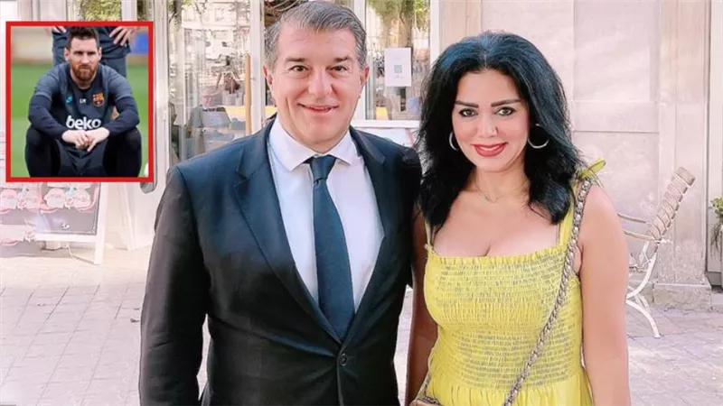 رانيا يوسف تنشر صورة مع رئيس نادي برشلونة والجمهور يعلق : سيبي ميسي في حاله يا مدام رانيا
