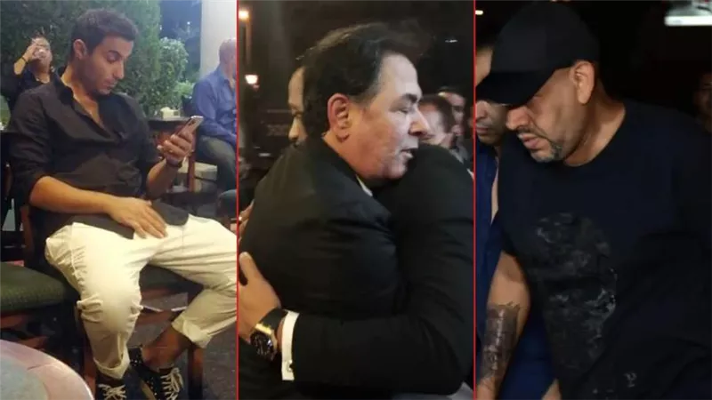 بالصور .. أحمد فهمي وعصام كاريكا وخيري رمضان في عزاء حماة محمد رمضان
