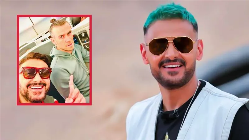 رامز جلال يشارك صورة مع جاريث بيل كابتن منتخب ويلز بعد تعادله مع أمريكا
