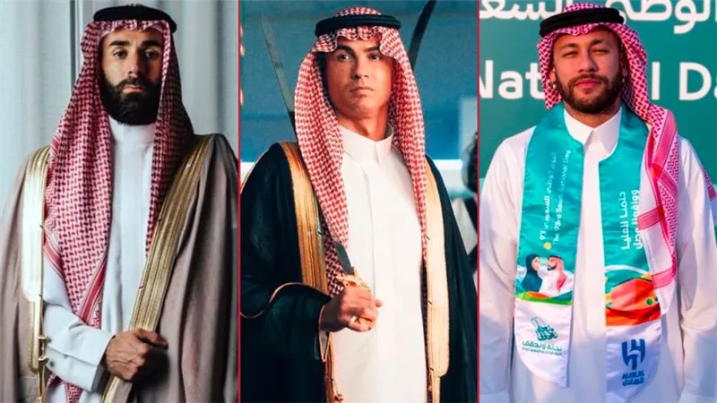 كريستيانو رونالدو ونيمار وبنزيما يحتفلون باليوم الوطني للمملكة العربية السعودية