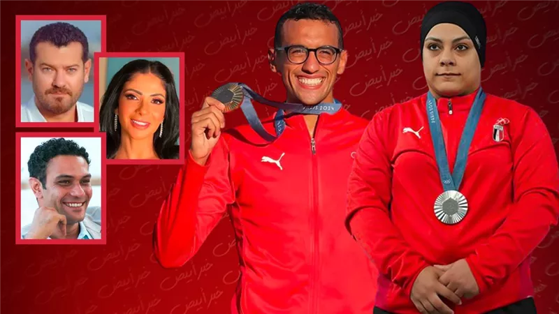 منهم عمرو يوسف وآسر ياسين ومنى زكي .. النجوم يهنئون أحمد الجندي وسارة سمير بإنجاز الأولمبياد