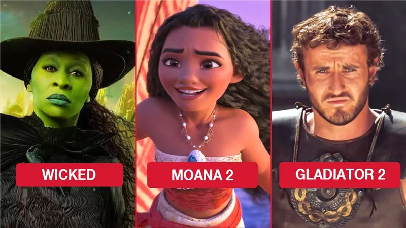 بوكس أوفيس هوليوود .. Moana 2 يتصدر ويقترب من نصف مليار وWicked يلاحقه وGladiator 2 الثالث