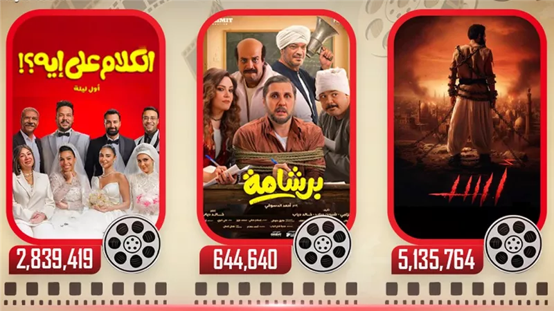 إيرادات أمس.. أسد يتصدر بـ 5 ملايين والكلام على إيه وبرشامة يحجزان المركز الثاني والثالث 